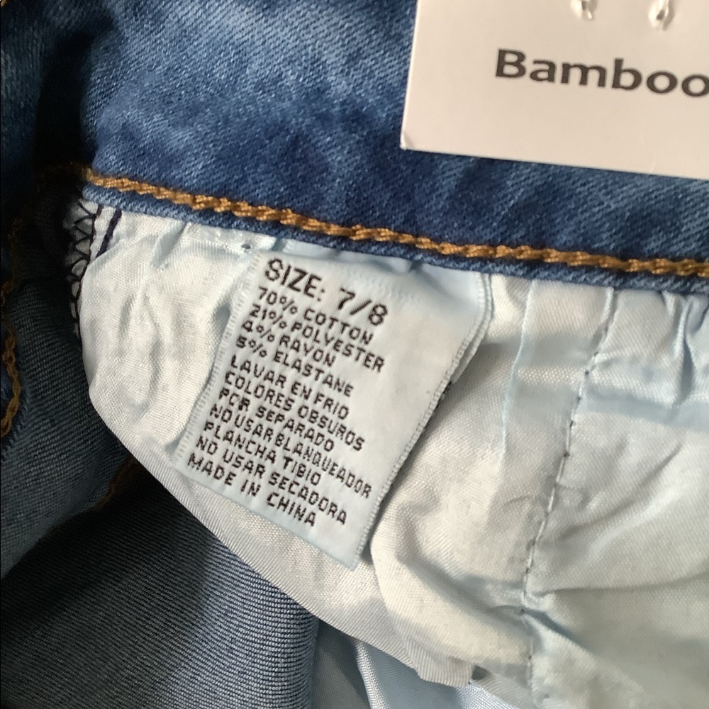 Bamboo skinny jeans NWT size 7/8 super soft denim high waisted with tie front - Picture 8 of 9
